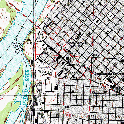 Topographic Map of Sebastian County Courthouse, AR