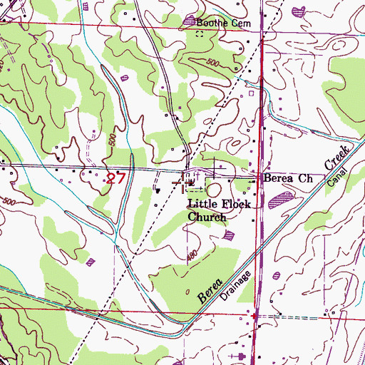 Topographic Map of Little Flock Church, MS