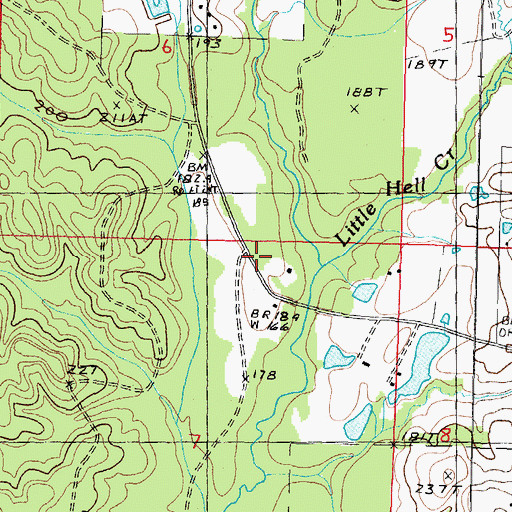 Topographic Map of Little Hell Creek, MS