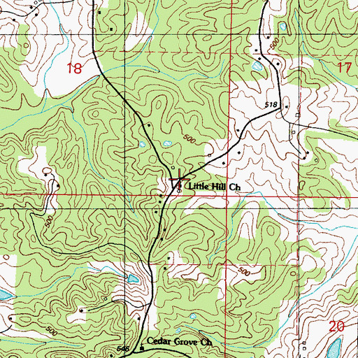 Topographic Map of Little Hill Church, MS