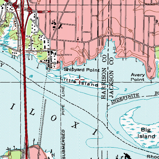 Topographic Map of Little Island, MS