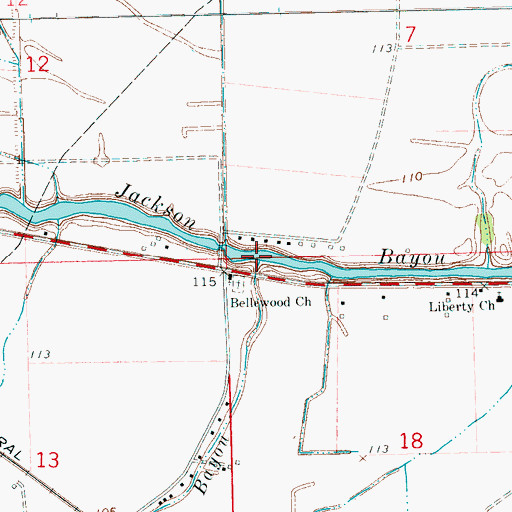 Topographic Map of Little Jackson Bayou, MS