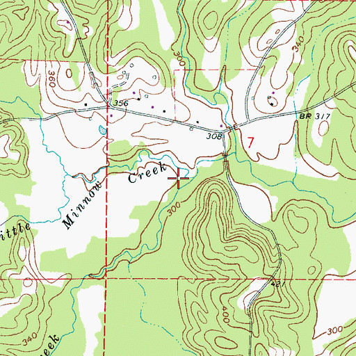 Topographic Map of Little Minnow Creek, MS