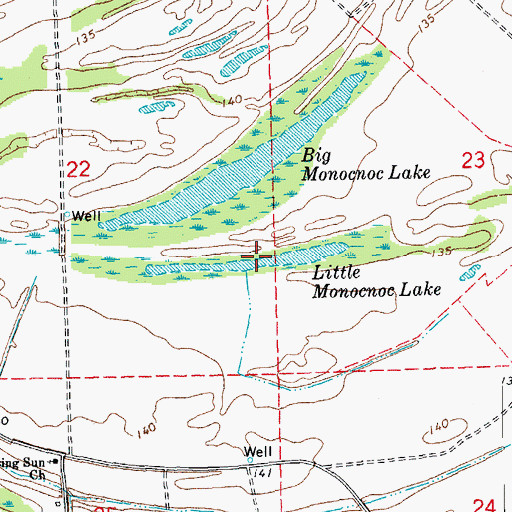 Topographic Map of Little Monocnoc Lake, MS