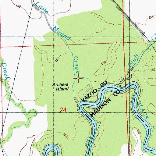 Topographic Map of Little Mound Creek, MS