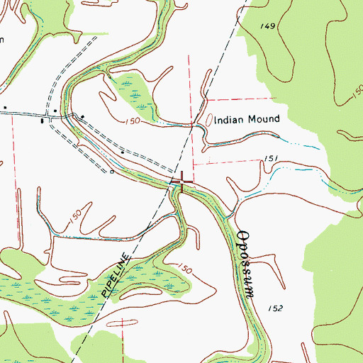 Topographic Map of Little Opossum Bayou, MS