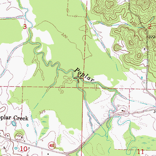 Topographic Map of Little Poplar Creek, MS
