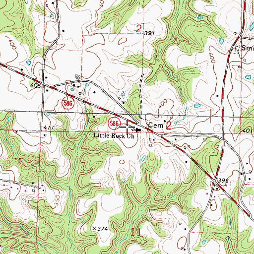 Topographic Map of Little Rock Church, MS