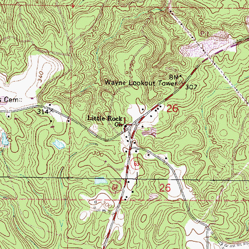 Topographic Map of Little Rock Church, MS