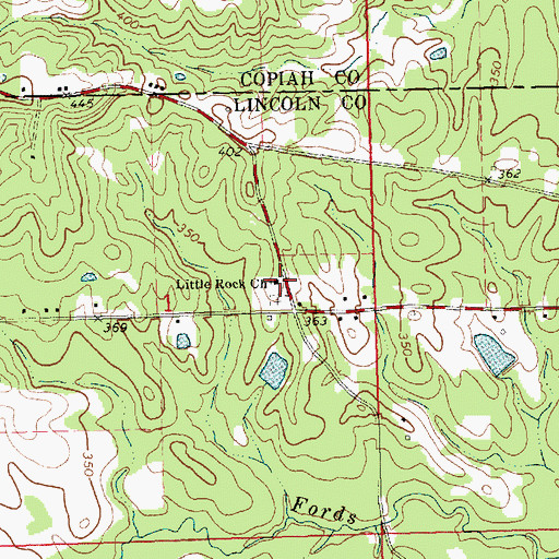 Topographic Map of Little Rock Church, MS