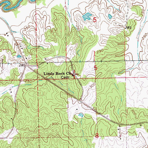Topographic Map of Little Rock Church, MS