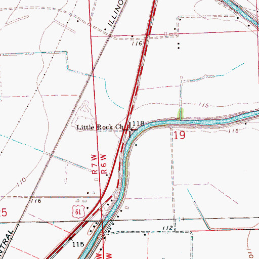 Topographic Map of Little Rock Church, MS