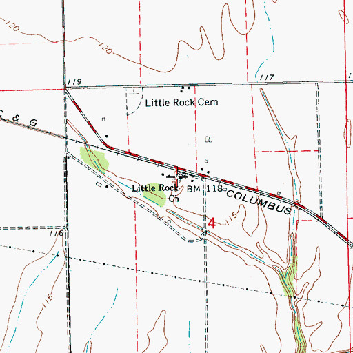 Topographic Map of Little Rock Church, MS