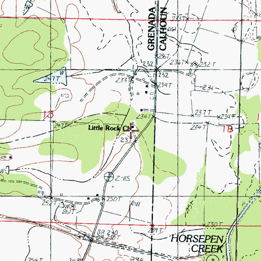 Topographic Map of Little Rock Church, MS