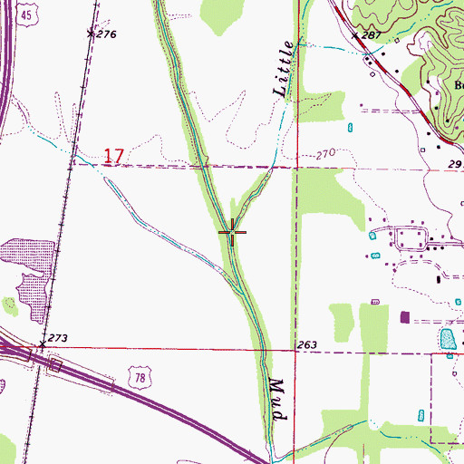 Topographic Map of Little Sand Creek, MS