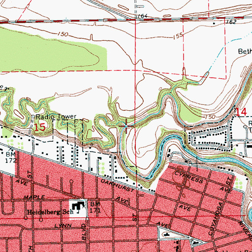 Topographic Map of Little Sunflower River, MS