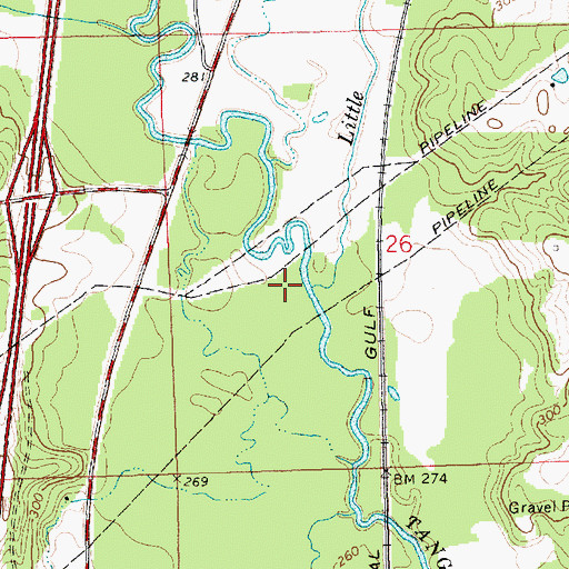 Topographic Map of Little Tangipahoa River, MS