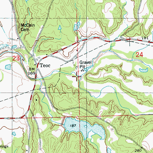 Topographic Map of Little Teoc Creek, MS