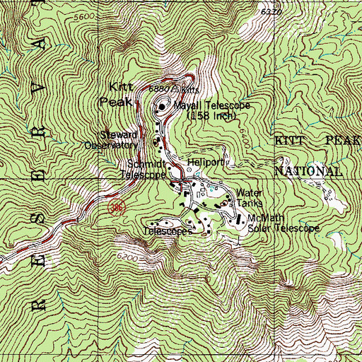 Topographic Map of Kitt Peak National Observatory, AZ