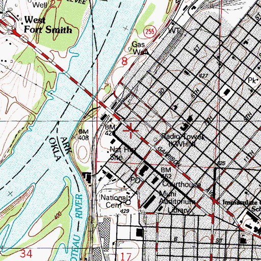 Topographic Map of West Garrison Avenue Historic District, AR