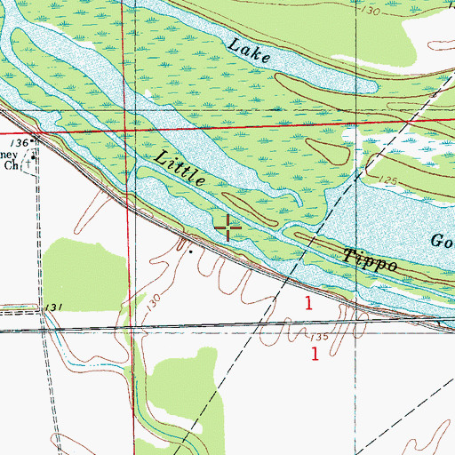 Topographic Map of Little Tippo, MS