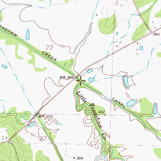 Topographic Map of Little Topashaw Creek, MS