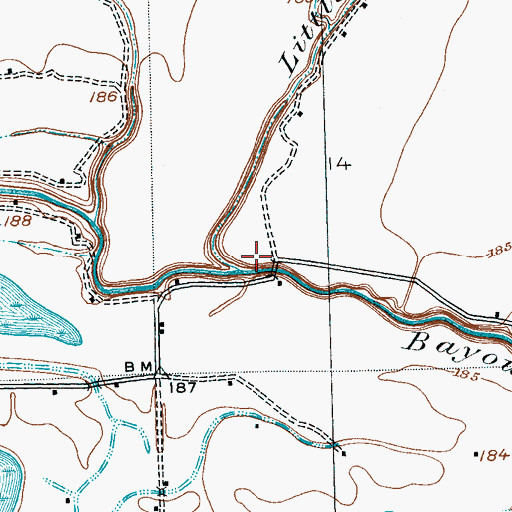 Topographic Map of Little White Oak Bayou, MS