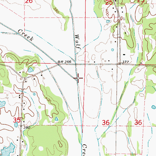 Topographic Map of Little Wolf Creek, MS