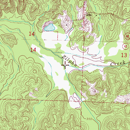 Topographic Map of Little Zilpha Creek, MS