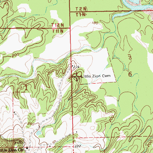 Topographic Map of Little Zion Cemetery, MS