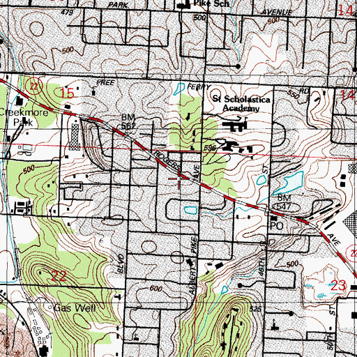 Topographic Map of Williamsburg Square Shopping Center, AR
