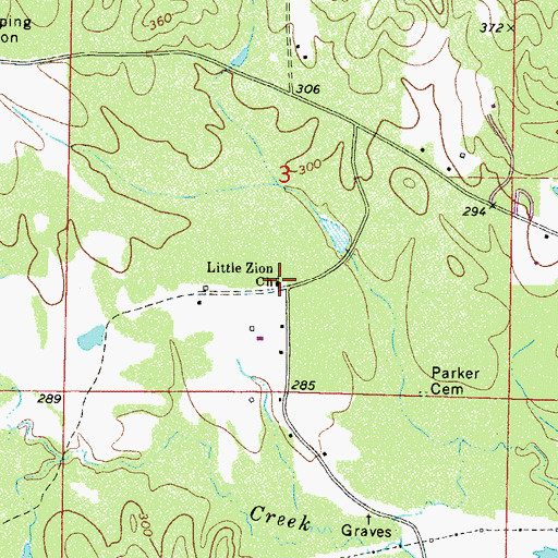 Topographic Map of Little Zion Church, MS