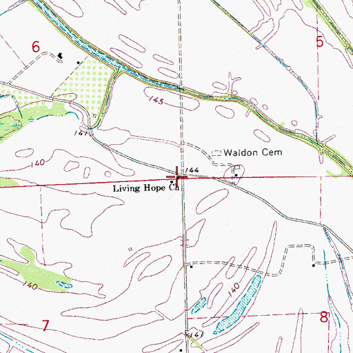 Topographic Map of Living Hope Church, MS