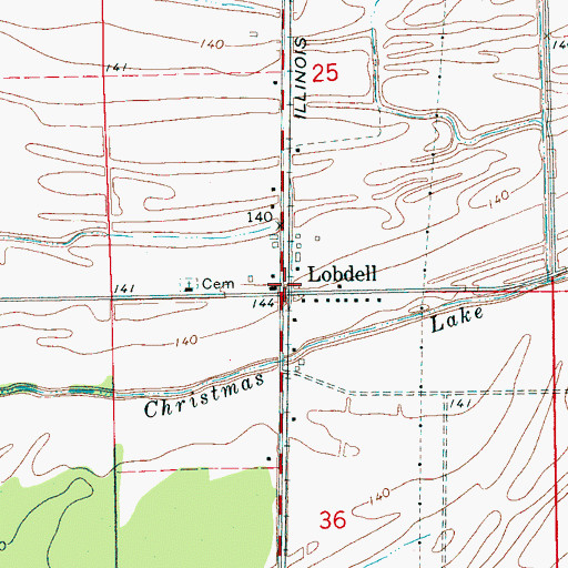 Topographic Map of Lobdell, MS