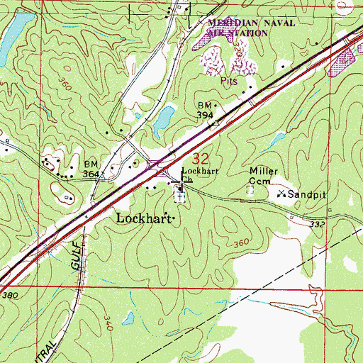 Topographic Map of Lockhart Church, MS