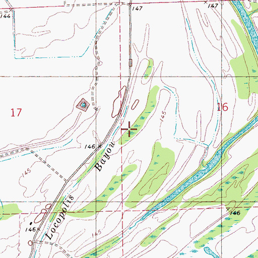 Topographic Map of Locopolis Bayou, MS