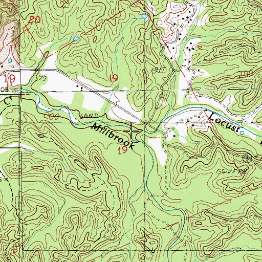 Topographic Map of Locust Hill Branch, MS