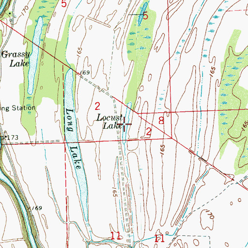 Topographic Map of Locust Lake, MS