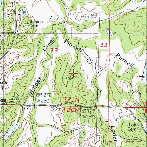 Topographic Map of Loden Creek, MS