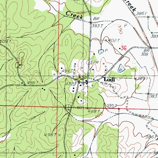 Topographic Map of Lodi, MS