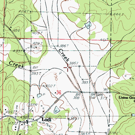 Topographic Map of Lodi Creek, MS