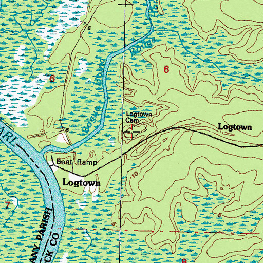 Topographic Map of Logtown Cemetery, MS