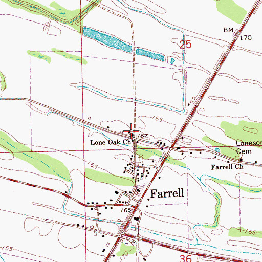 Topographic Map of Lone Oak Church, MS
