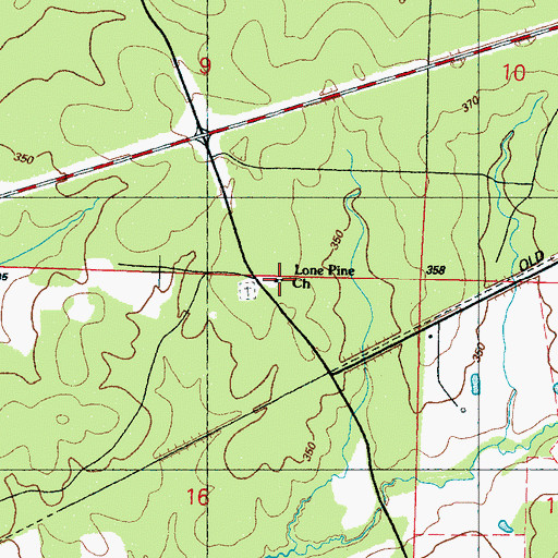 Topographic Map of Lone Pine Church, MS