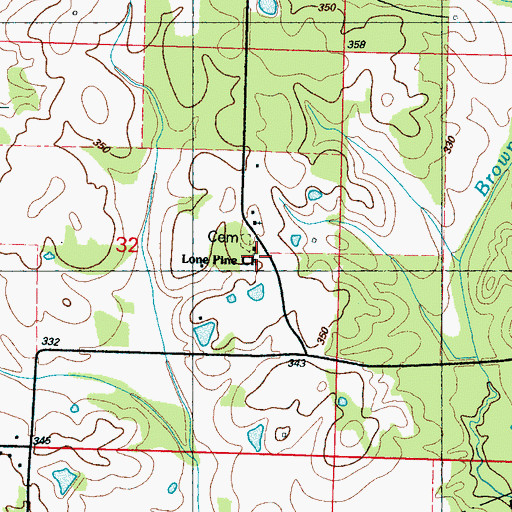 Topographic Map of Lone Pine Church, MS