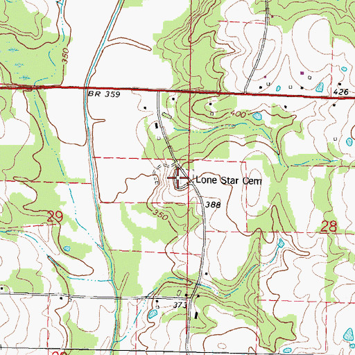 Topographic Map of Lone Star Cemetery, MS