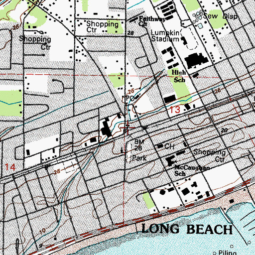 Topographic Map of Long Beach, MS