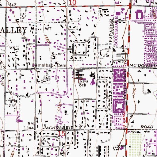 Topographic Map of Kiva Elementary School, AZ