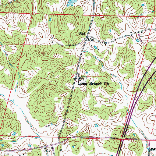 Topographic Map of Long Branch Church, MS