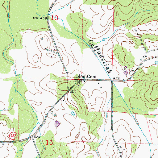 Topographic Map of Long Cemetery, MS